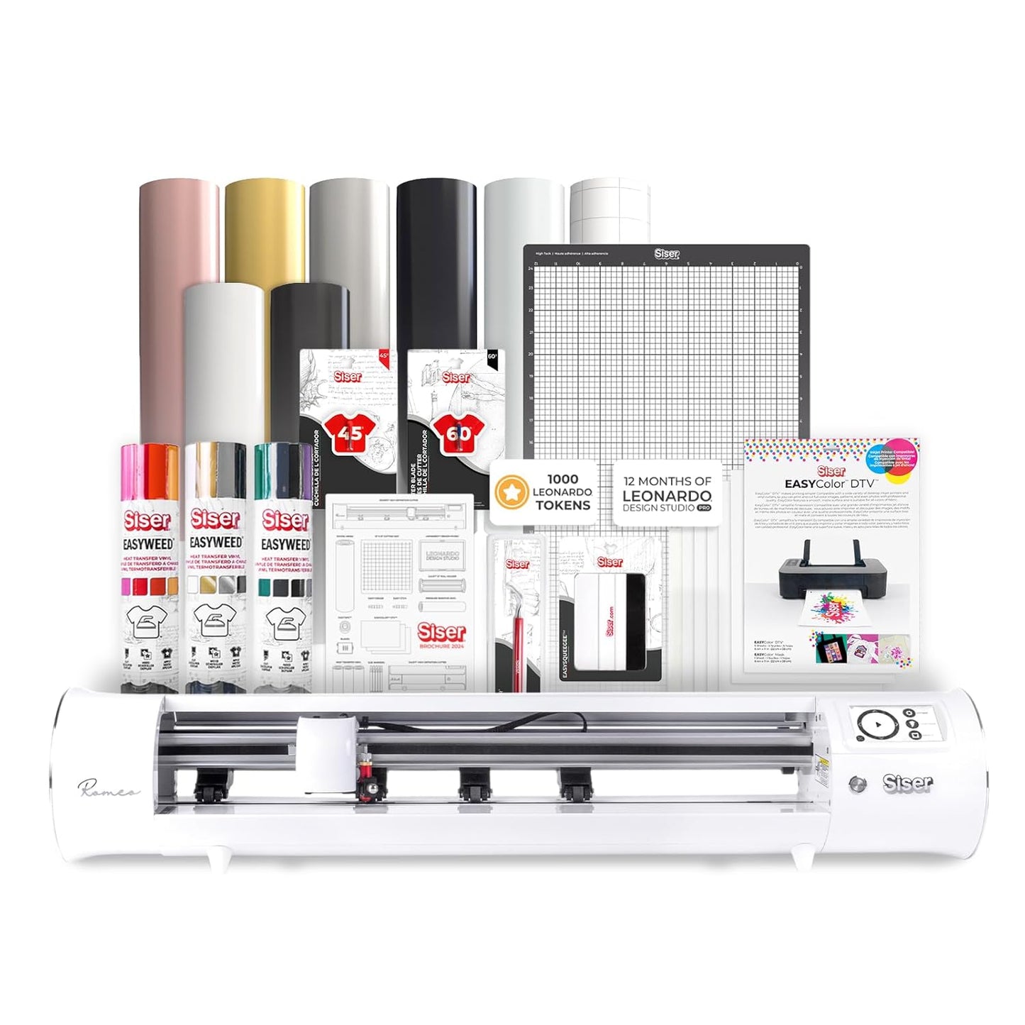 Siser Romeo Pioneer Bundle - 24" Professional Cutting Machine for Vinyl, Paper, and More â WiFi Compatible with Windows & Mac - Includes Leonardo Design Studio Software, Roll Holder Accessory