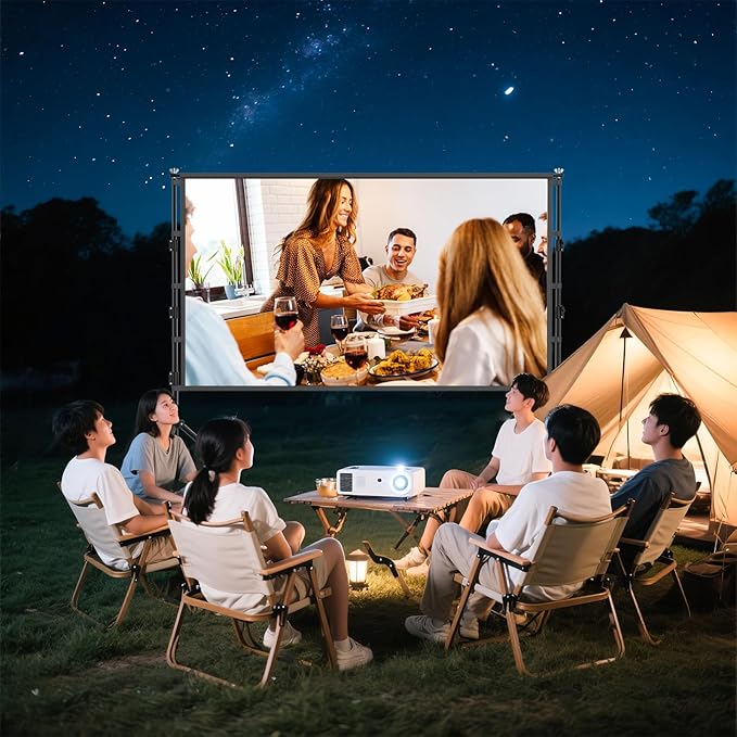 100 inch Projector Screen with Stand,HUANYINGBJB Indoor Projection Screen, Portable 16:9 4K HD Rear Front Movie Screen with Carry Bag for Theater Backyard Movie Night,Cinema School, Churches