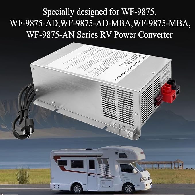 WF-9875 75 Amp RV Power Converter – Deck Mount Three-Stage Smart Charging, Compatible with WF-9800 Series, for RV Trailers Campers & Boats