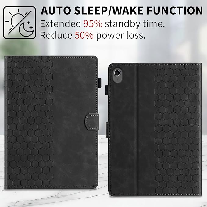 Case for Samsung Galaxy Tab S10 Lite/S10 Fe/S9 Fe 10.9" /S9 11" Tab Cases Multi-Angle Viewing Smart Stand with Pocket Auto Wake/Sleep PU Leather Tablet Flip Folio Cover Black