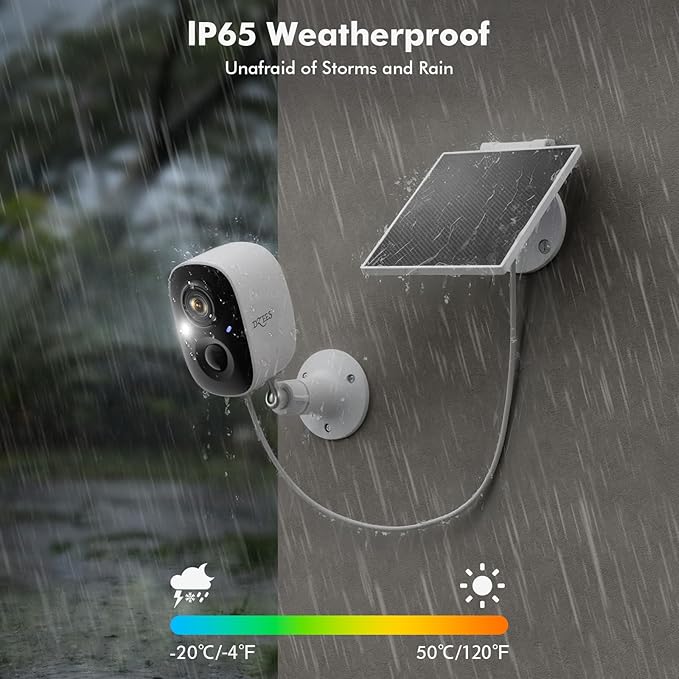 Dzees Solar Security Cameras Wireless Outdoor, 2K Cameras for Home Security System with Battery Powered, Spotlight & Siren, PIR AI Detection, Color Night Vision, Cloud/SD Storage,2.4GHz Wi-Fi,2 Pack