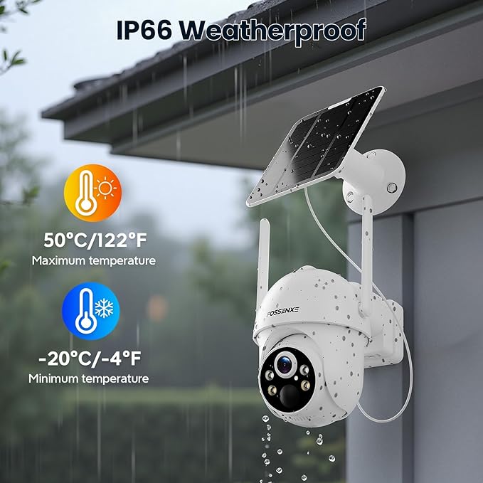 4MP Security Cameras Wireless Outdoor, No Subscription, Solar-Powered Home Security Camera System with 360° Pan Tilt, Color Night Vision, 64GB Local Storage, 5G & 2.4G WiFi, Easy Setup