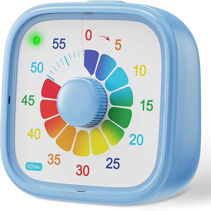 Timer for Kids, Pomodoro Timers for Kids Adults Toddlers, 60-Minute Countdown Desk Timer for Productivity, Efficient Work Study, Concentration of Attention