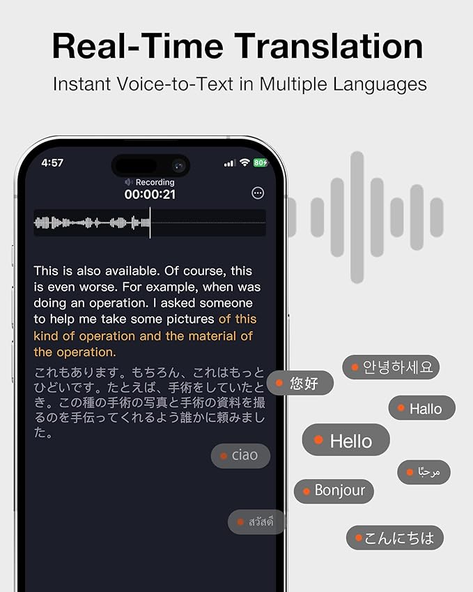 OpenNote AI Voice Recorder – Open Ear Headphones with FlashRecord, Call Recording, Real-Time Transcription, Translation, AI Assistant, for Students, Professionals & Interview Recording, Black