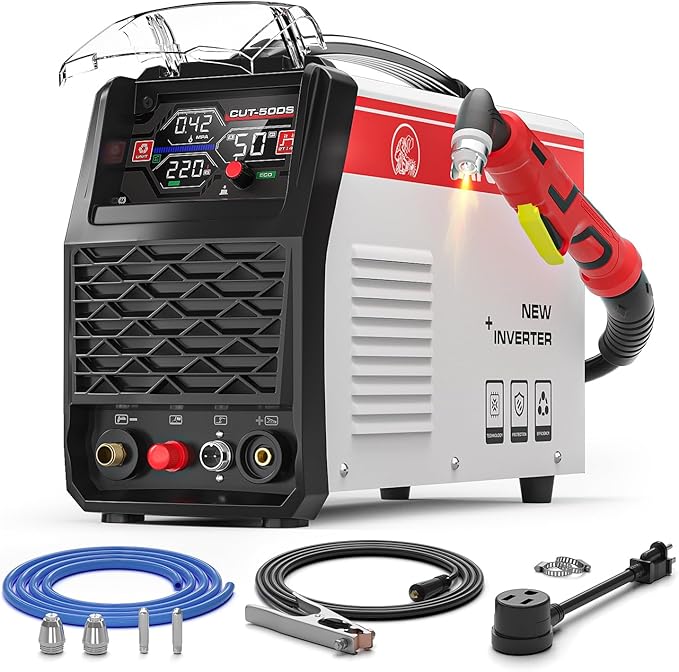 ANDELI Plasma Cutter,50A Heavy Duty Non-Touch Pilot Arcï¼3/4''Maximum Cut 110/220Vï¼Upgraded LED Displayï¼Exclusive ECO Modeï¼Expanded Plate Cutting,Rust Removal,PT/2T/4T
