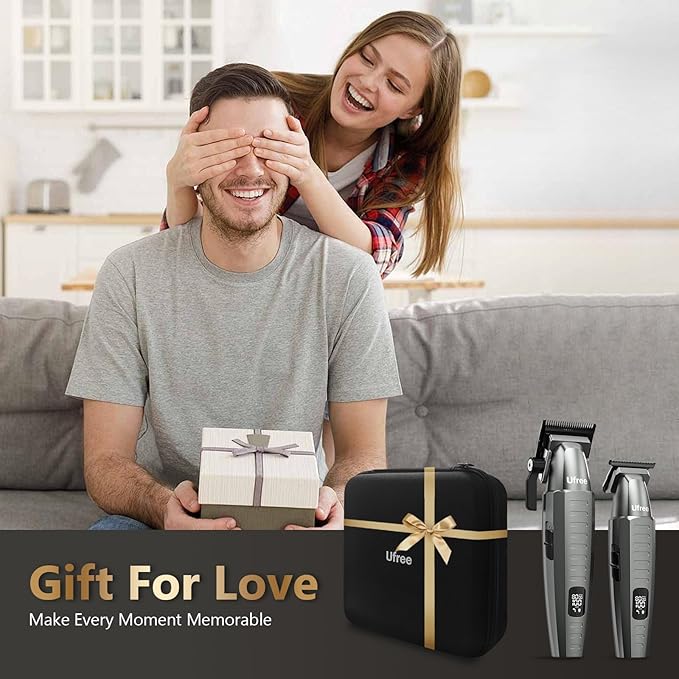 Ufree Professional Hair Clippers for Men with Bag, Mens Clippers and Trimmers Set, Barber Clippers Set, Electric Beard Trimmer, Gifts for Men, Gray