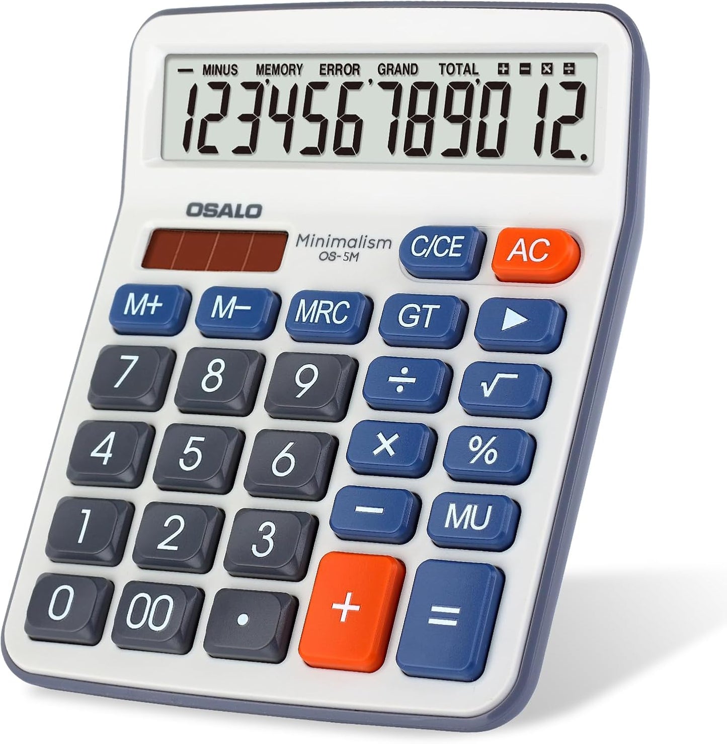 Desktop Calculator Extra Large 5-Inch Clear LCD Display 12-Digit Big Number Button Office Calculator with Auto Sleep Function (OS-5M)