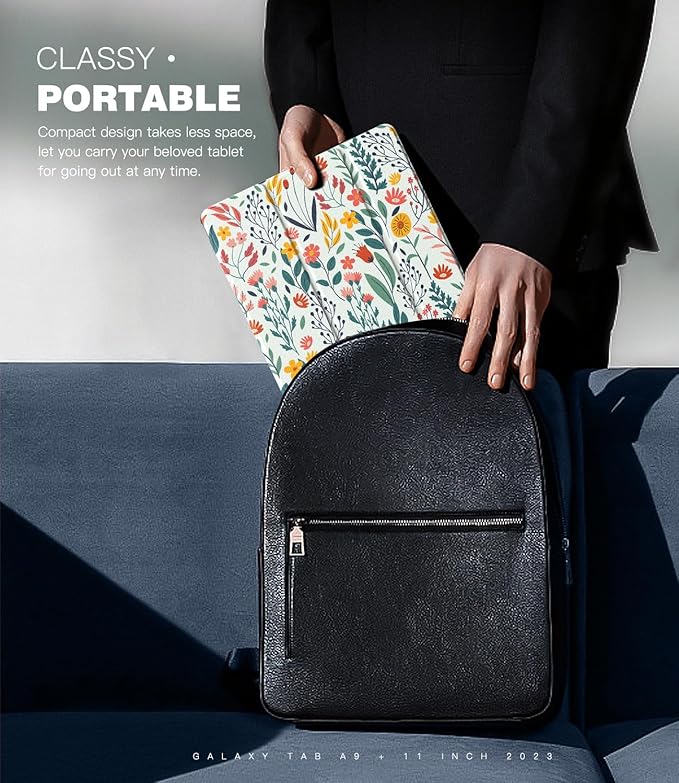 TiMOVO Case for Samsung Galaxy Tab A9+/A9 Plus 11 Inch 2023, Slim Lightweight Stand Hard Back Shell Protective Cover for Galaxy Tab A9+ Tablet SM-X210/X216/X218, Auto Wake/Sleep, Flowers
