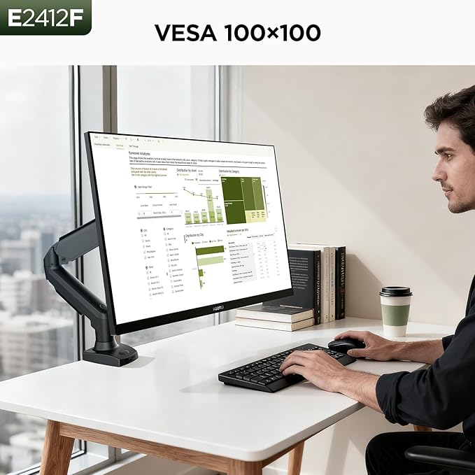 KOORUI 24-inch Computer Monitor Full HD 1920 x 1080p 100Hz VA Display 3000:1 Contrast Ratio with HDMI VGA, Three-Sided Slim Bezels, 100 x 100 mm VESA Mountable, Ergonomic Tilt, Black