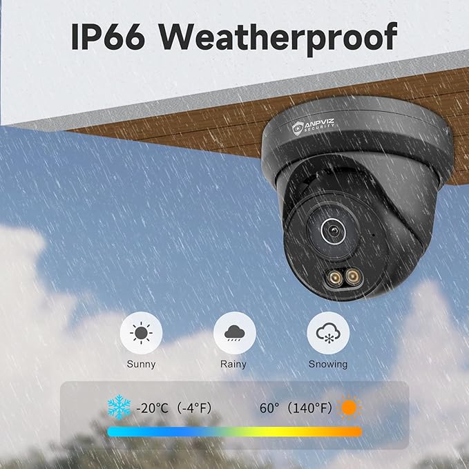 Anpviz 4K 8MP PoE Security IP Camera Outdoor, AI Human Vehicle Detection, 100FT Smart Dual Light Color Night Vision, Built-in Mic, 2.8mm Lens, IP66 Waterproof, NDAA Compliant, Black (U Series)
