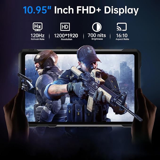 8849 Tank Pad Tablet 10.95 inch, 5G Android 14 Rugged Tablet with Projector, 32GB+512GB/(2TB Expand) IP68 Waterproof Unlocked Outdoor Tablets 21000mAh, 32MP+50MP Camera/Camping Light/WiFi/GPS/OTG