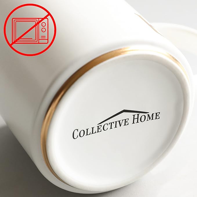 COLLECTIVE HOME - Monogram Ceramic Mugs, 15 oz Golden Initial Coffee Cups, Elegant Alphabet Tea Mugs, Elegant Personalized Mug with Gift Box, Luxurious Cups for Office and Home (f)