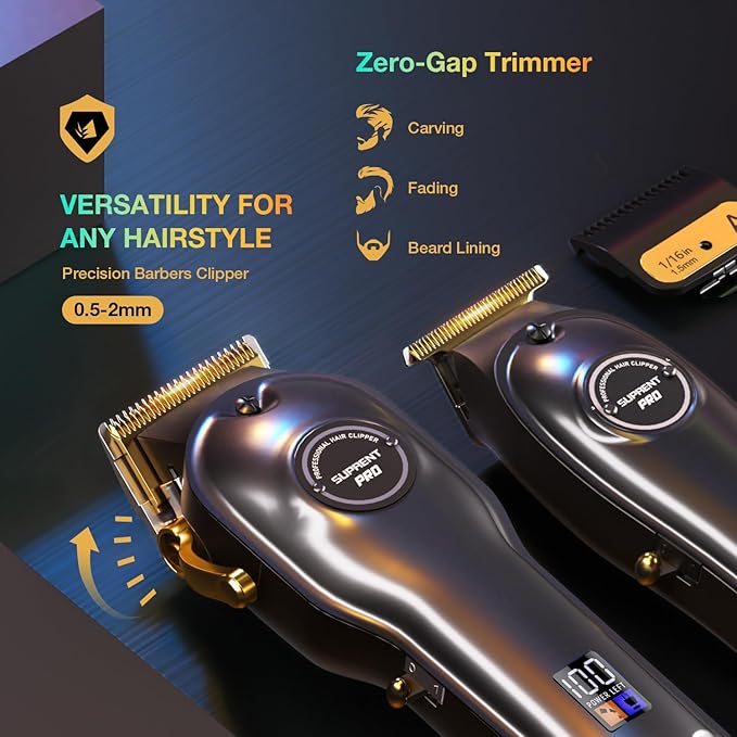 SUPRENT PRO Professional Hair Clipper and Trimmer Set with Foil Shaver, Professional Barber Clippers for Men
