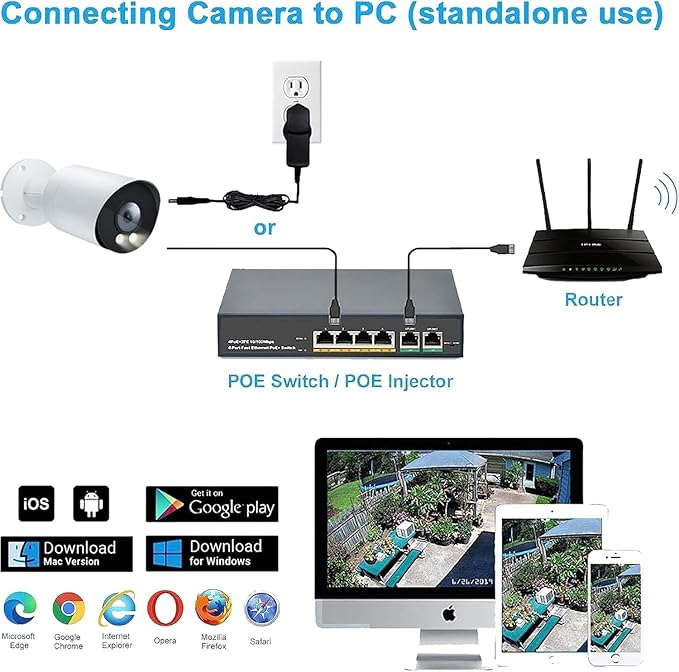 Real HD 6MP Add-On Full Color Night Vision Bullet POE IP Camera for IP NVR Systems, with Visiable White Lights, 105° Viewing Angle, Outdoor, Compatible with Ⲏіk NVR, NDAA Compliant