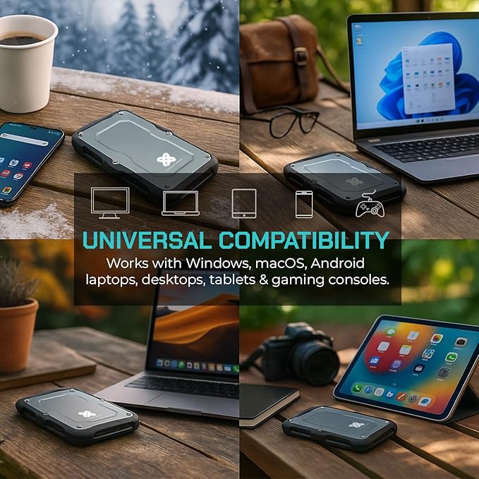 Titanium Micro 240GB External SSD, Titanium One Portable SSD - Up to 500MB/s, USB 3.2 Gen 2 USB-C USBA, Rugged IP66 Water Drop Resistance, External Solid State Drive Storage for PC Mac Smartphone