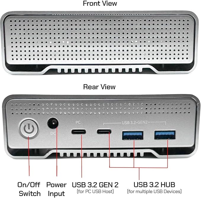 GX100 16TB USB 3.2 (10Gbps) External Hard Drive with USB Hub for Windows or MacOS Desktop PC/Laptop - 2 Year Warranty