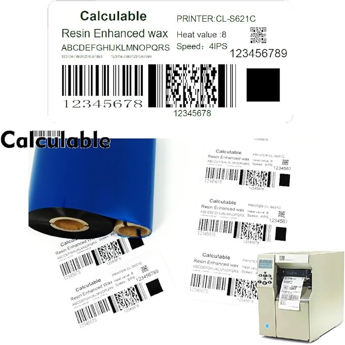 4.33" x1476' (110mmx450m) Thermal Transfer Ribbon Ink Outside Wax Ribbons Resin Enhanced Wax for Zebra GK420D SM4 ZT410 GC420t GK420t GX420t GX430t Tec Datamax Intermec Citizen Printer