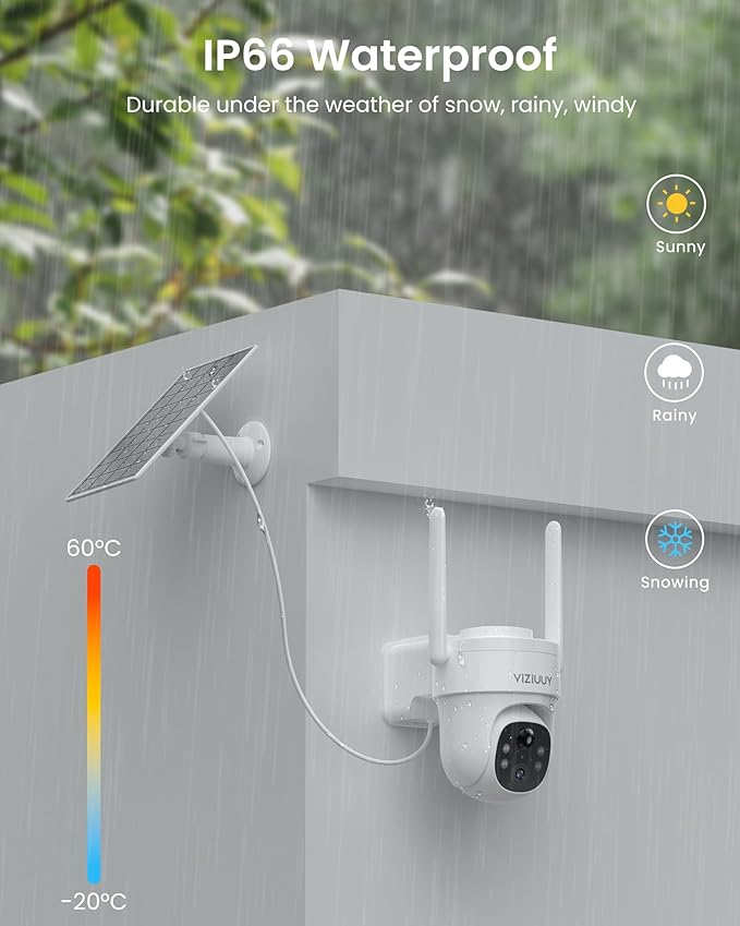 5MP Solar Security Camera Outdoor, Wireless Battery Powered Security Camera with 360°View, Pan and Tilt, Color Night Vision with Floodlight,PIR Human Detection,Compatible with Alexa(2 Pack)