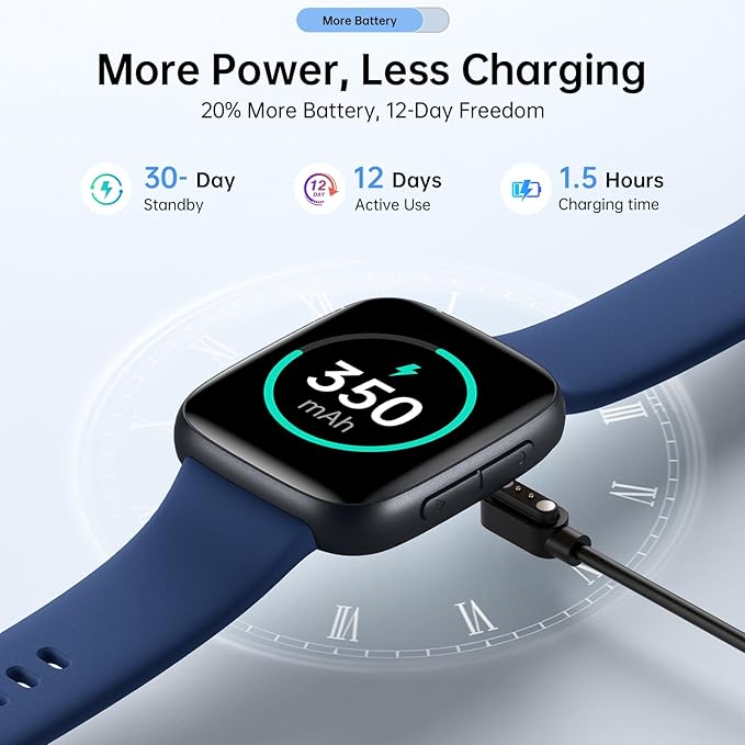 Latest Smart Watches for Women & Men - Performance Upgraded, 1.85-inch AMOLED HD Display (390x450), 12-Day Battery Life, 3ATM Waterproof (30m), Call, Health Monitoring, Fitness Tracker (D-Blue)