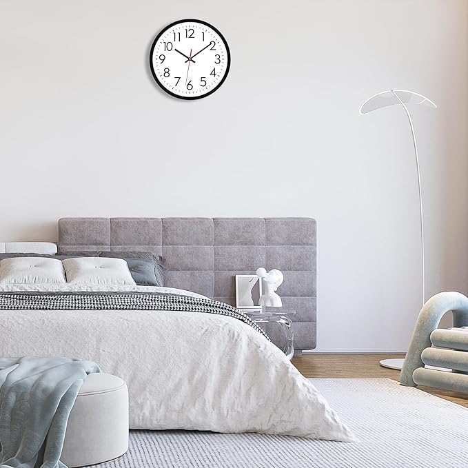 Lumuasky 8 Pack Wall Clock Bulk12 Inch Silent Non-Ticking Round Analog Classic Battery Operated Clocks Quartz Analog Round Wall Clocks for Office Kitchen Home Bedroom Decorative