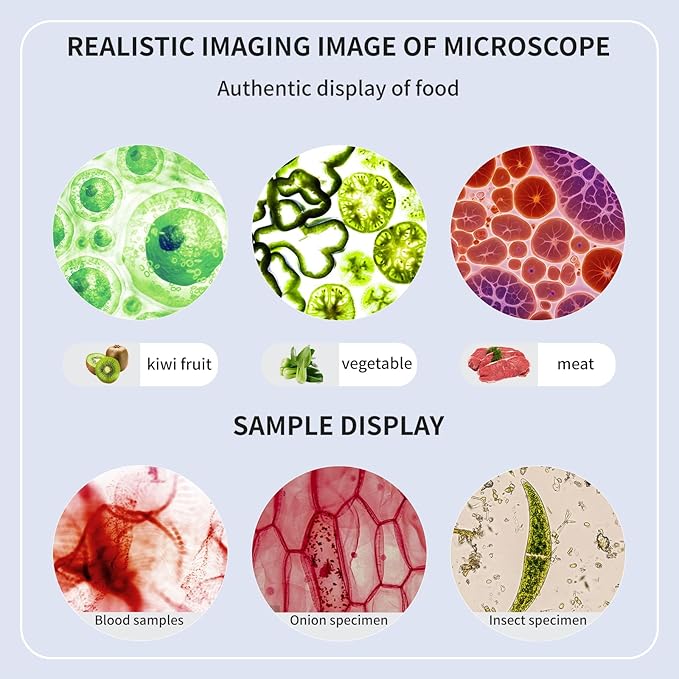 Microscope 40x-2000x Magnification with up and Down LED Lights, Double-Layer Stage, Primary and Secondary School Students, Children's Compound Microscope (Single) (WiFi Electronic Eyepiece)