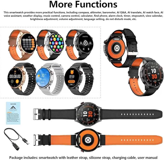 Smart Watch for Men Built-in GPS with Map(Answer/Make Call/Text), 1.46" AI Smartwatch for Android Phones/iPhone, 100+ Sport Mode Fitness Tracker with Health/Sleep Monitor, Compass/Barometer(2 Straps)