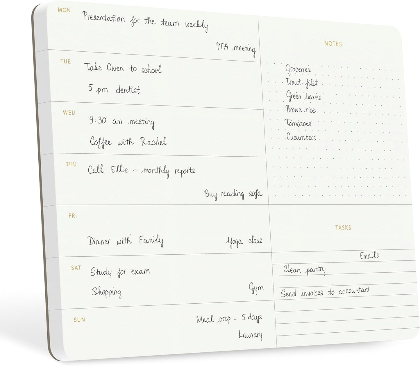 Elegant Weekly Planner Notepad, Undated, 11.22" x 7.87", 52 Sheets (Whole Year), Gold Foil, Tear Off Sheets, Minimalist Work Planner Pad, Weekly To Do List Notepad, Eco-friendly, FSC⢠Certified Weekly Desk Planner