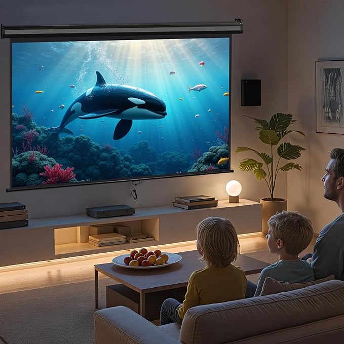 ZENY Portable Projector Screen Pull Down, 72 Inch 4:3 Video Projection Screen Home Theater, Retractable Projector Screen, Moive Screen Indoor Outdoor, Wall Mount (72'' 4:3 Black)