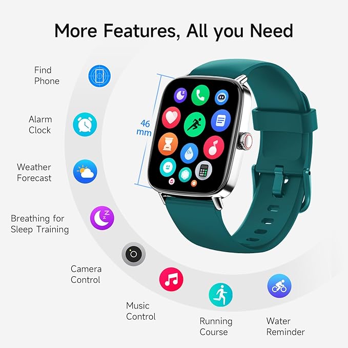 Smart Watch for Men Women, 1.85" HD Smartwatch Compatible iPhone/Samsung/Android (Answer/Make Calls), 100+ Sport Modes Fitness Tracker with Heart Rate/Sleep/SpO2 Monitor, IP68 Waterproof