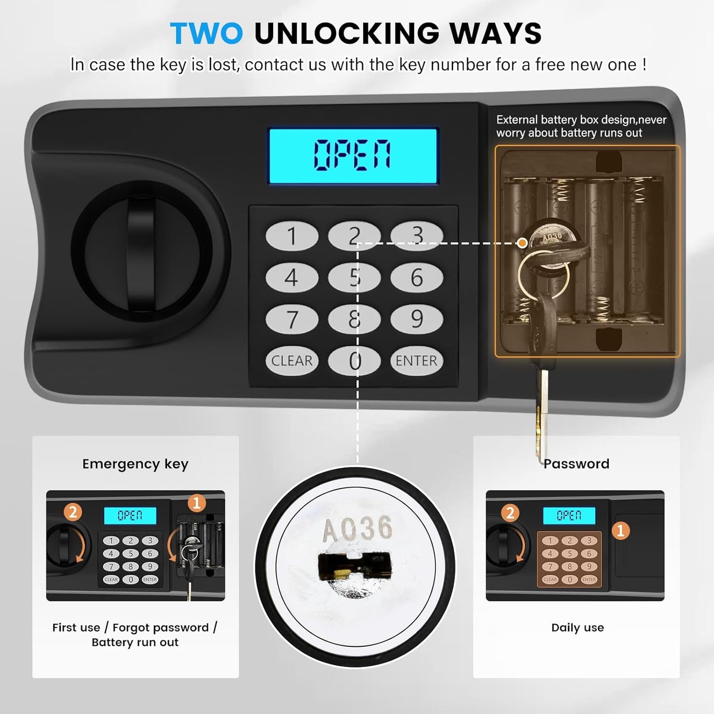 5.0 Cubic Large Home Safe Fireproof Waterproof, Digital Security Fireproof Safe Box with Combination Lock, Alarm Systerm and Removable Shelf, Fire Safes for Home Document Money Valuables