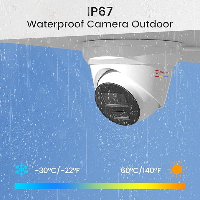 Anpviz 4K PoE IP Camera Outdoor, 8MP Smart Dual Light Turret Camera, Human/Vehicle Detection, 2.8mm Lens Wide Angle, Full Metal Housing, Built-in Mic, 120dB WDR, IP67 Waterproof, No Adapter
