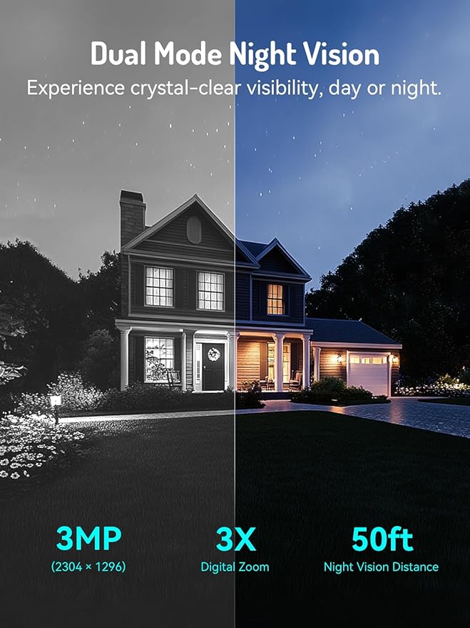 blurams 2K Solar Outdoor Camera Wireless, 360° PTZ Security Cameras Wireless Outdoor with Human Auto Tracking, R/Color Night Vision, Battery Powered, Compatible with Alexa, 2.4GHz Only, 2Pack