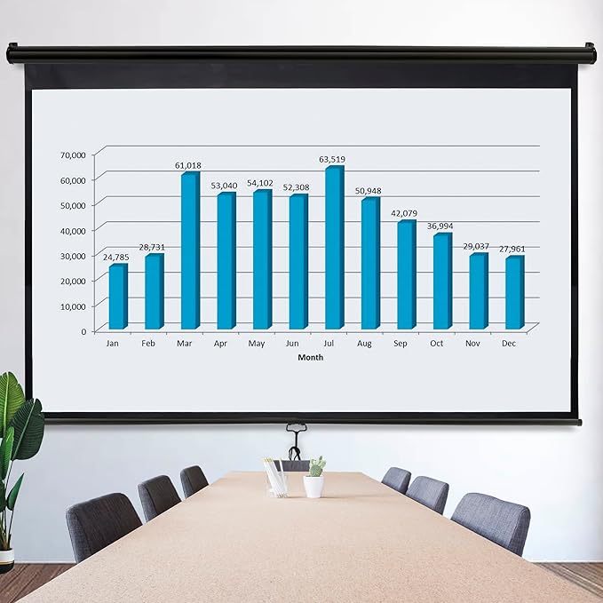 SUPER DEAL 100'' 16:9 HD Projection Screen Foldable Anti-Crease Portable Projector Movie Screen Manual Pull Down for Home Theater Presentation Education Outdoor Indoor Public Display, Black