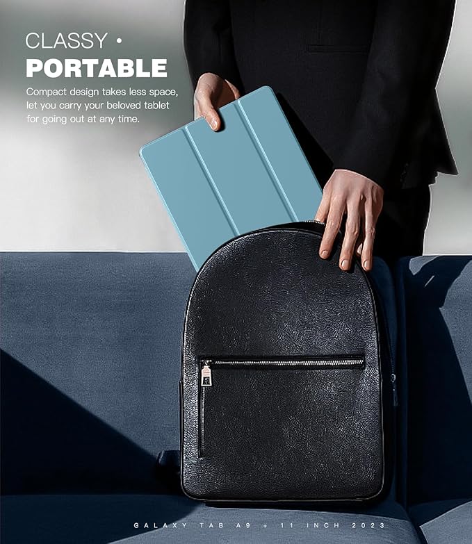 TiMOVO Case for Samsung Galaxy Tab A9+/A9 Plus 11 Inch 2023, Slim Lightweight Stand Hard Back Shell Protective Cover for Galaxy Tab A9+ Tablet SM-X210/X216/X218, Auto Wake/Sleep, Misty Blue