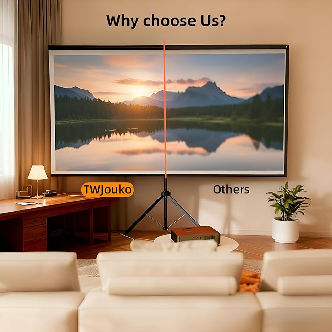 80 Inch Projector Screen with Stand, Portable 4K HD PVC Projection Screen, Tripod Projector Screen with Carrying Case for Indoor&Outdoor Movie Night, Wrinkle-Free,16:9