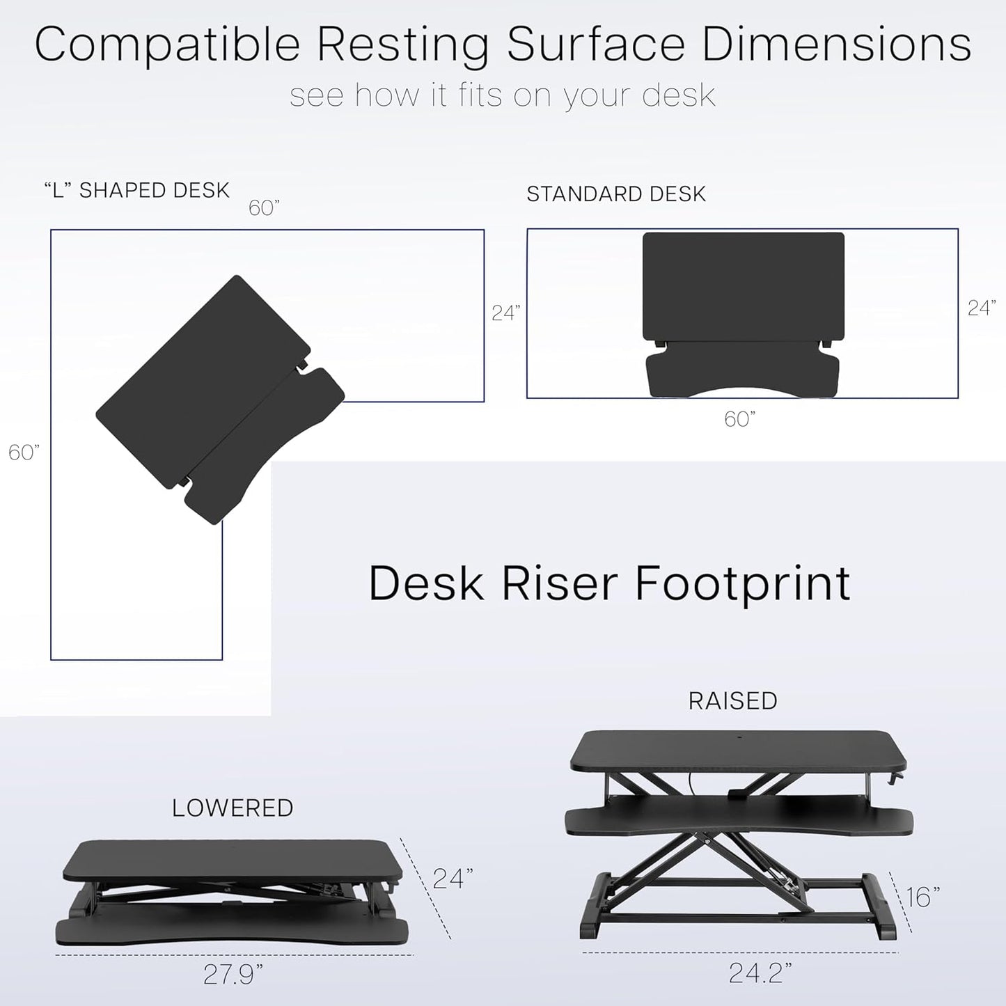 VIVO 28 inch Desk Converter, K Series, Height Adjustable Sit to Stand Riser, Dual Monitor and Laptop Workstation with Keyboard Tray, Rustic Vintage Brown Top, Black Frame, DESK-V028KN