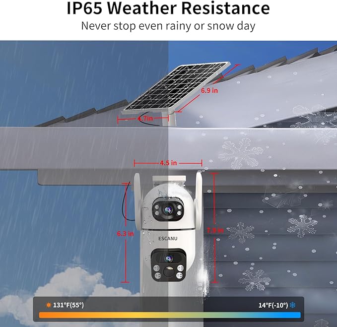 Security Cameras Wireless Outdoor with Dual Lens,Solar Cameras for Home Security with 360° View Pan/Tilt,Night Vision,Waterproof,PIR Alarm,2-Way Audio,SD/Cloud Storage,No Month Fee,2.4GHz WiFi(4 Pack)
