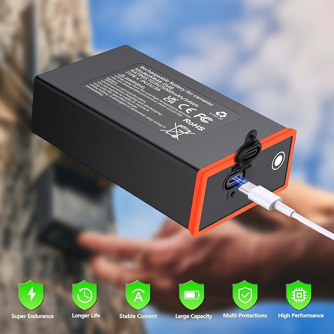 5000mAh Power Mag Rechargeable Lithium Battery Pack - Trail Camera Replacement Battery Pack Compatible with Moultrie Edge, Edge PRO, Edge 2, Edge 2 PRO Trail Cameras etc, Replacement AA Batteries