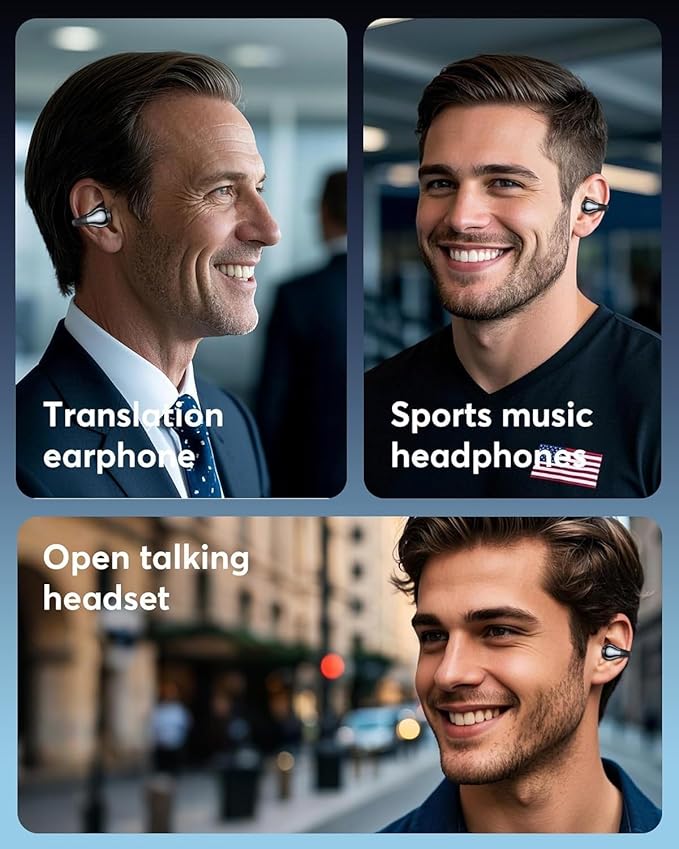AI Translation Earbuds Real Time 144 Languages 60H Playtime Translator Ear Buds Audifonos Traductores Inglés Español Wireless Earphones Bluetooth Headphones for Travel Business Meeting