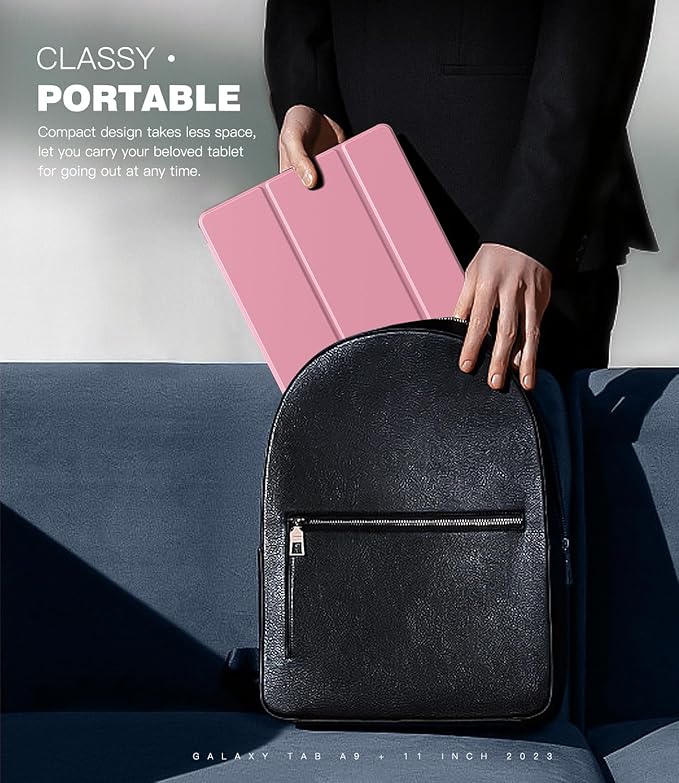 TiMOVO Case for Samsung Galaxy Tab A9+/A9 Plus 11 Inch 2023, Slim Lightweight Stand Hard Back Shell Protective Cover for Galaxy Tab A9+ Tablet SM-X210/X216/X218, Auto Wake/Sleep, Fondant Pink