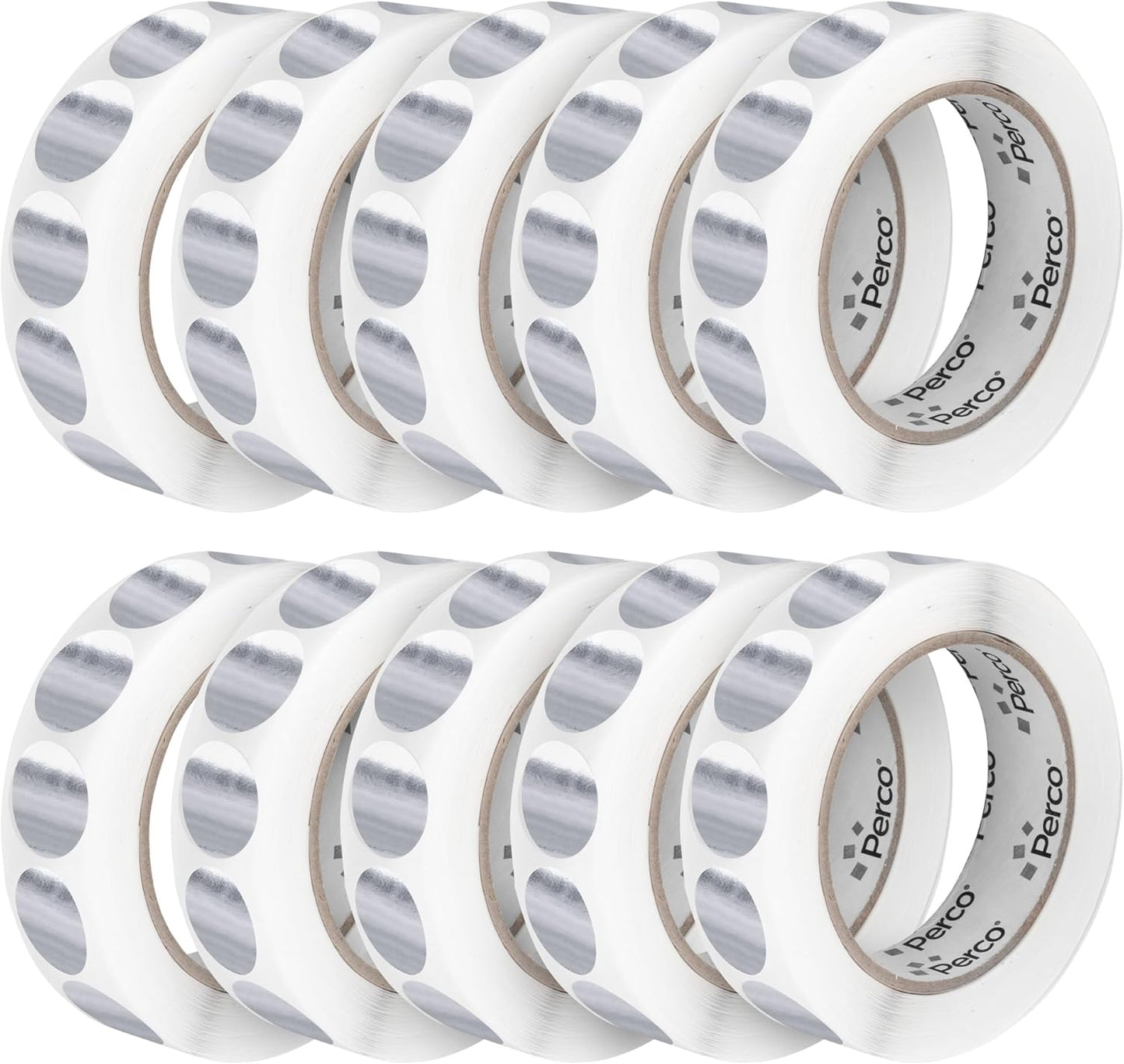 Perco Metallic Silver 1-Inch Perforated Circle Dot Sticker Labels â 10 Rolls, 10,000 Round Stickers â with Permanent Adhesive for Awards, Invitations, Events, Gift Packaging, Crafting â Made in USA