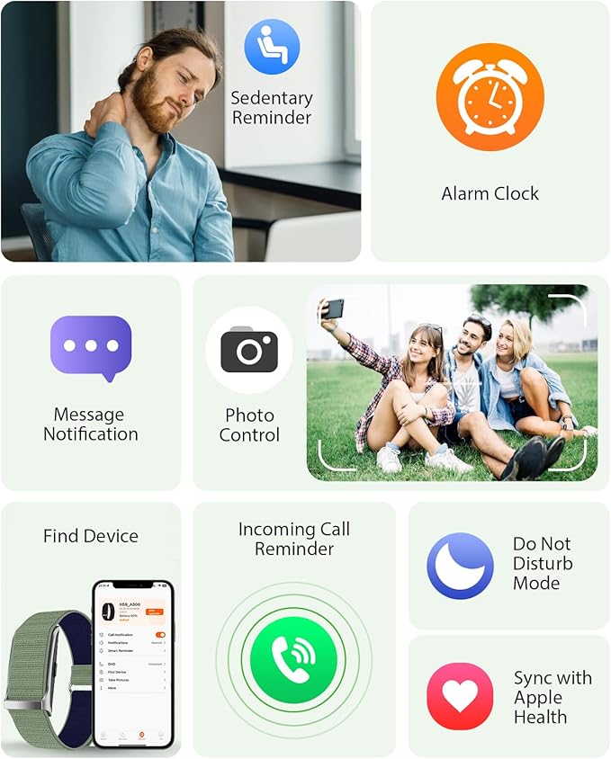 Smart Bracelet, Wearable Activity & Fitness Tracker Band, 24H Sleep Tracker, All-Day Continuous Heart Rate Blood Pressure Stress HRV Monitor, 173 Sport Modes Smart Wristband with 2 Bands, Free APP
