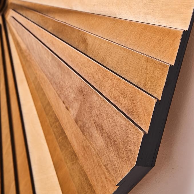 Parametric Verso Wood Wall Clock, 3D Birch Plywood Layered Acoustic Wooden Decorative Clock (Small)