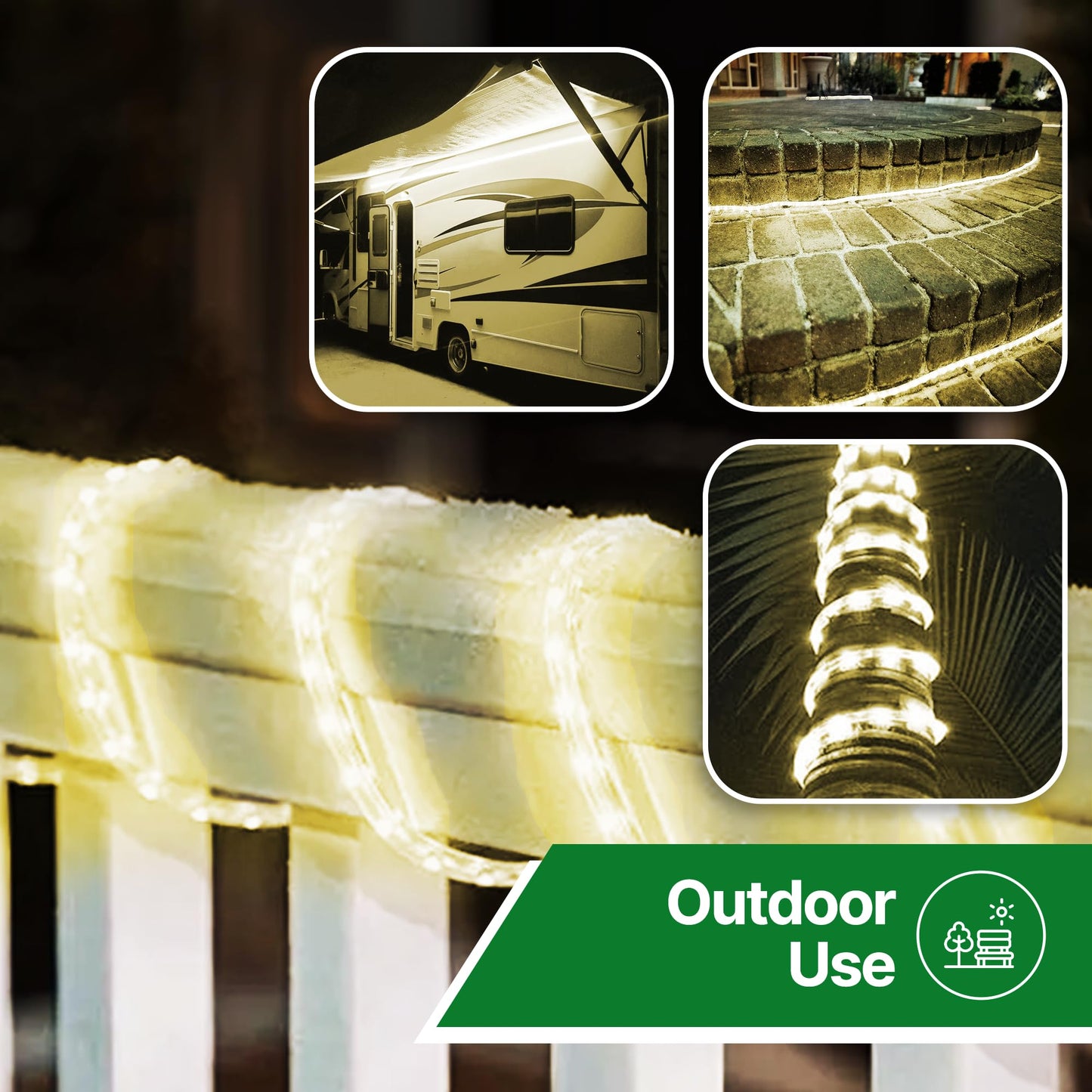 Tupkee LED Rope Light - Warm-White, 24 Feet, 10MM Diameter, PVC Tube, Pack of 2, Model RL-24-LWW2