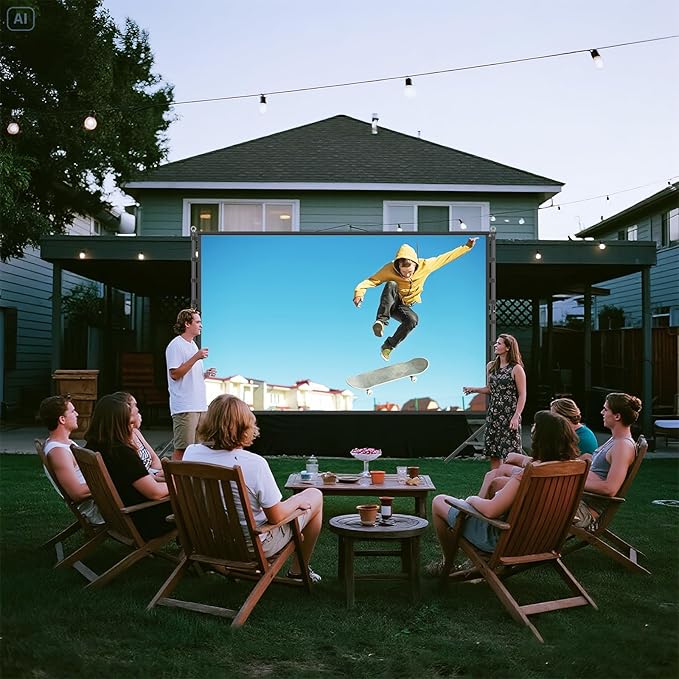 Outdoor Projector Screen and Stand,180-in Portable Projector Screen 15 FT Large Projection Screen,16:9 4K HD Rear Front Wrinkle-Free Movie Screen with Carry Bag for Backyard,RVing Night,Party