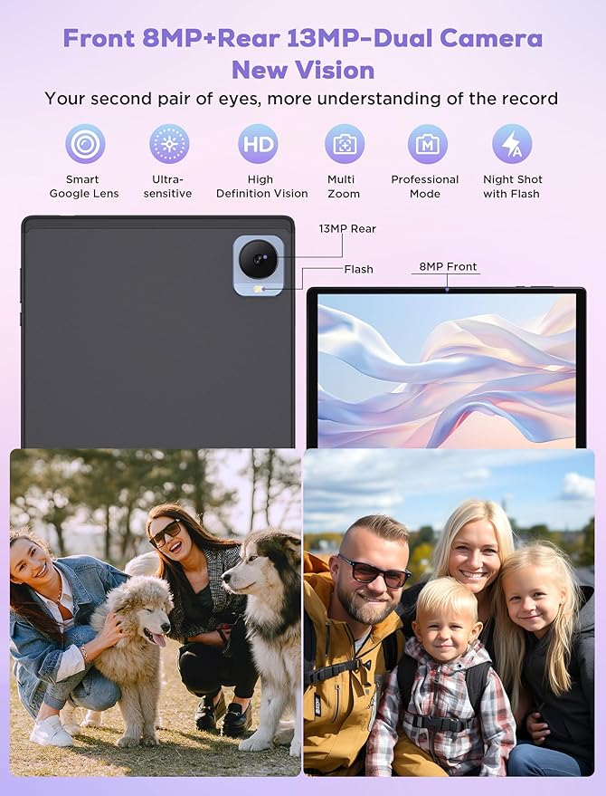 2025 Tablet 10.4 inch Android 15 Tablets with Keyboard Stylus Mouse: 2K IPS Tablette (2000x1200), 36GB+256GB(1TB TF), 5G/2.4G Dual WiFi, 8-Core 1.6GHz, 8000mAh,8+13MP, Widevine L1- Black