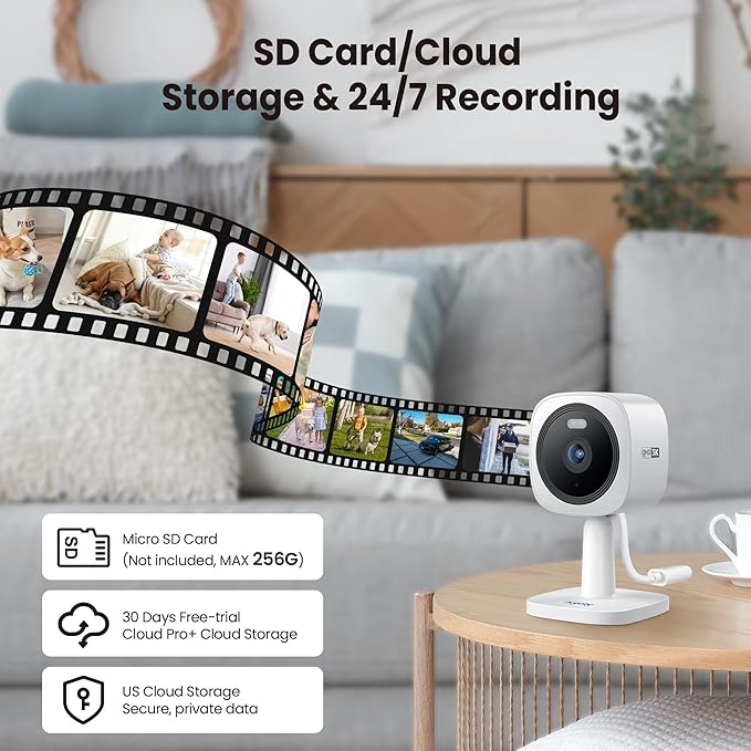 Hugolog 2K 3MP Outdoor Indoor Security Cameras for Home Security, Home Camera with Starlight Color Night Vision,Built-in Spotlight,Motion Detection,2-Way Talk,US Cloud & Local Storage,Works with Alexa