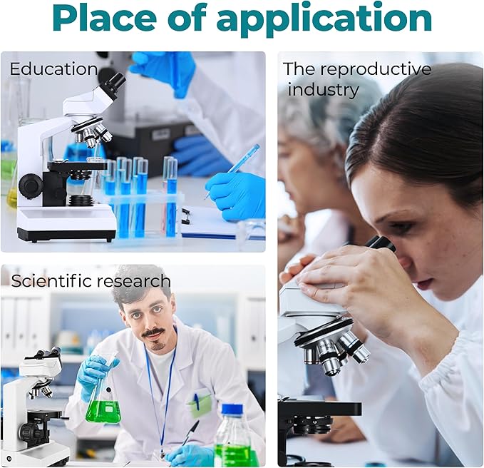 Sinher XSZ-107BN Professional Compound Binocular microscopes 40X-1600X Magnification with Microscope kit for Student Adults Suitable for Laboratory School Home Education.