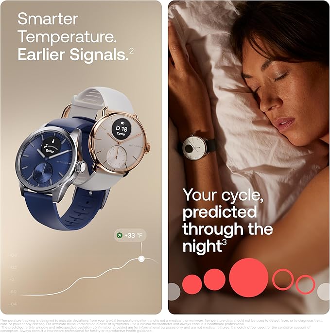 WITHINGS ScanWatch 2 - Hybrid Smart Watch, Heart Rate Monitoring, Fitness Tracker, Cycle Tracker, Sleep Monitoring, GPS Tracker, 30-Day Battery Life, Android & Apple Compatible, HSA/FSA