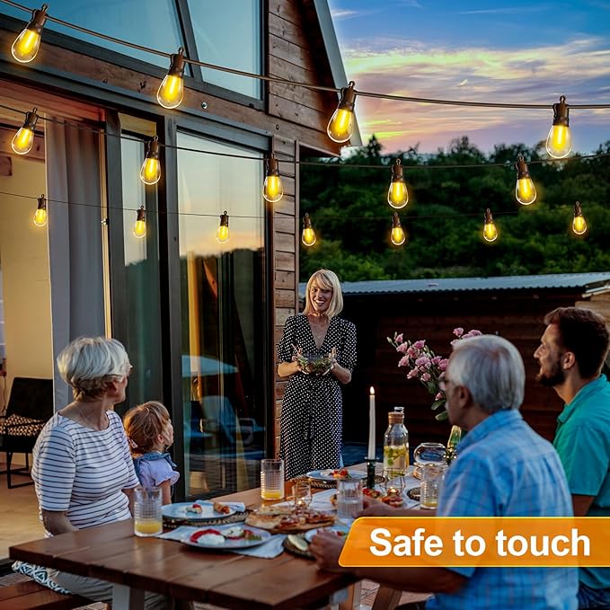 Outdoor String Lights Patio LED Light Outside - 45M 43+2 S14 LED Dimmable 150ft Porch Lighting IP65 Waterproof